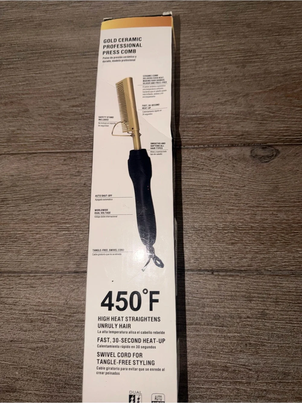 High Heat Gold Ceramic Professional Press Comb - Black Handle